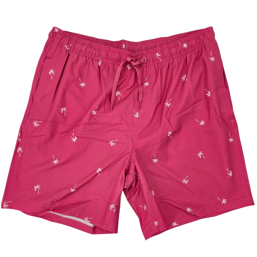 Old Navy New LARGE Swim Trunks Mens Pink Palm Tree Tropical Beachwear Shorts